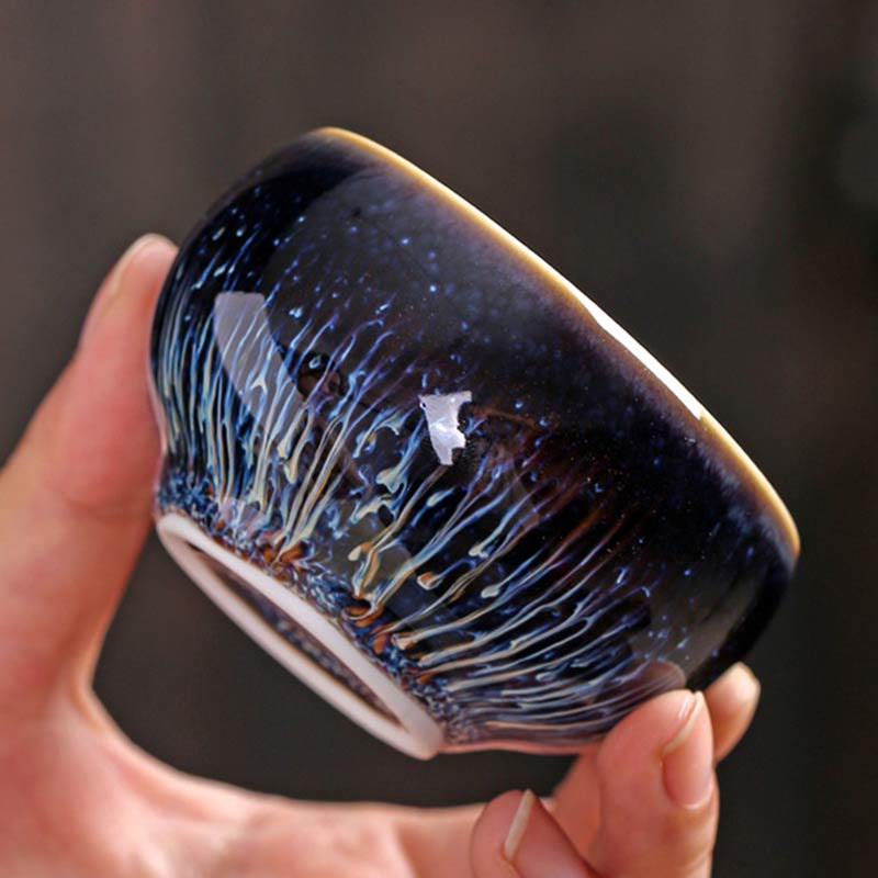 Tasse à thé en céramique Jian Zhan 70 ml avec zodiaque et poisson koï