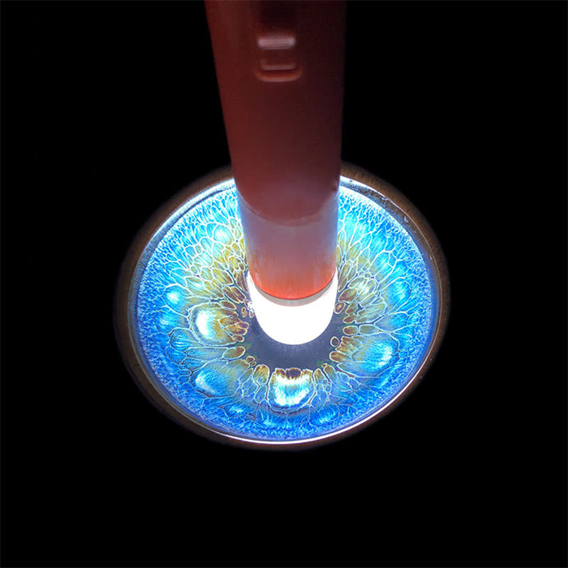 Tasse à thé en céramique Jianzhan 9,5 cm émaillée bleue faite à la main