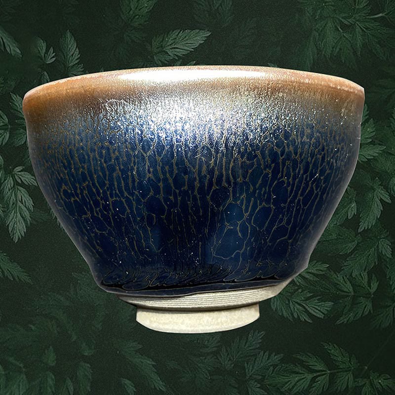 Tasse à thé zen en céramique bleue Jianzhan Lotus 150 ml