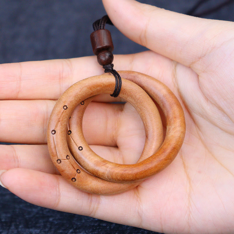Collier Yin Yang en bois de jujubier avec cercle Qiankun pour la chance