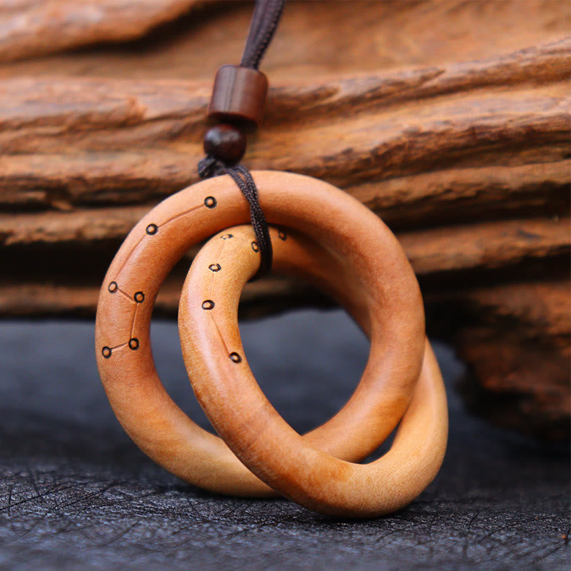 Collier Yin Yang en bois de jujubier avec cercle Qiankun pour la chance
