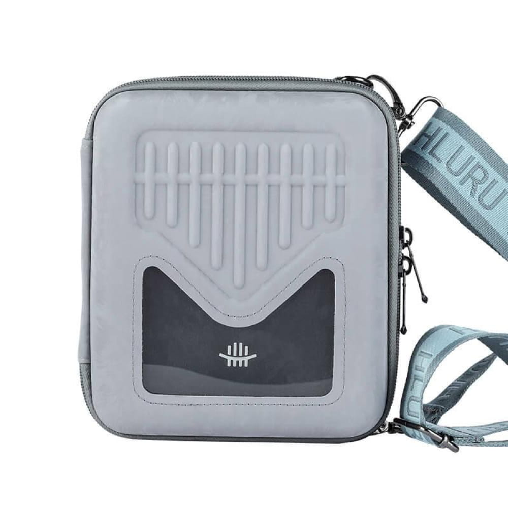 Grey zippered carrying case with kalimba design for 17/21/24 keys protective bag