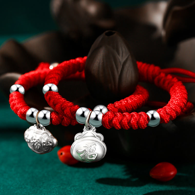 Bracelet spirituel en argent sterling pour enfants avec breloque personnage Fu