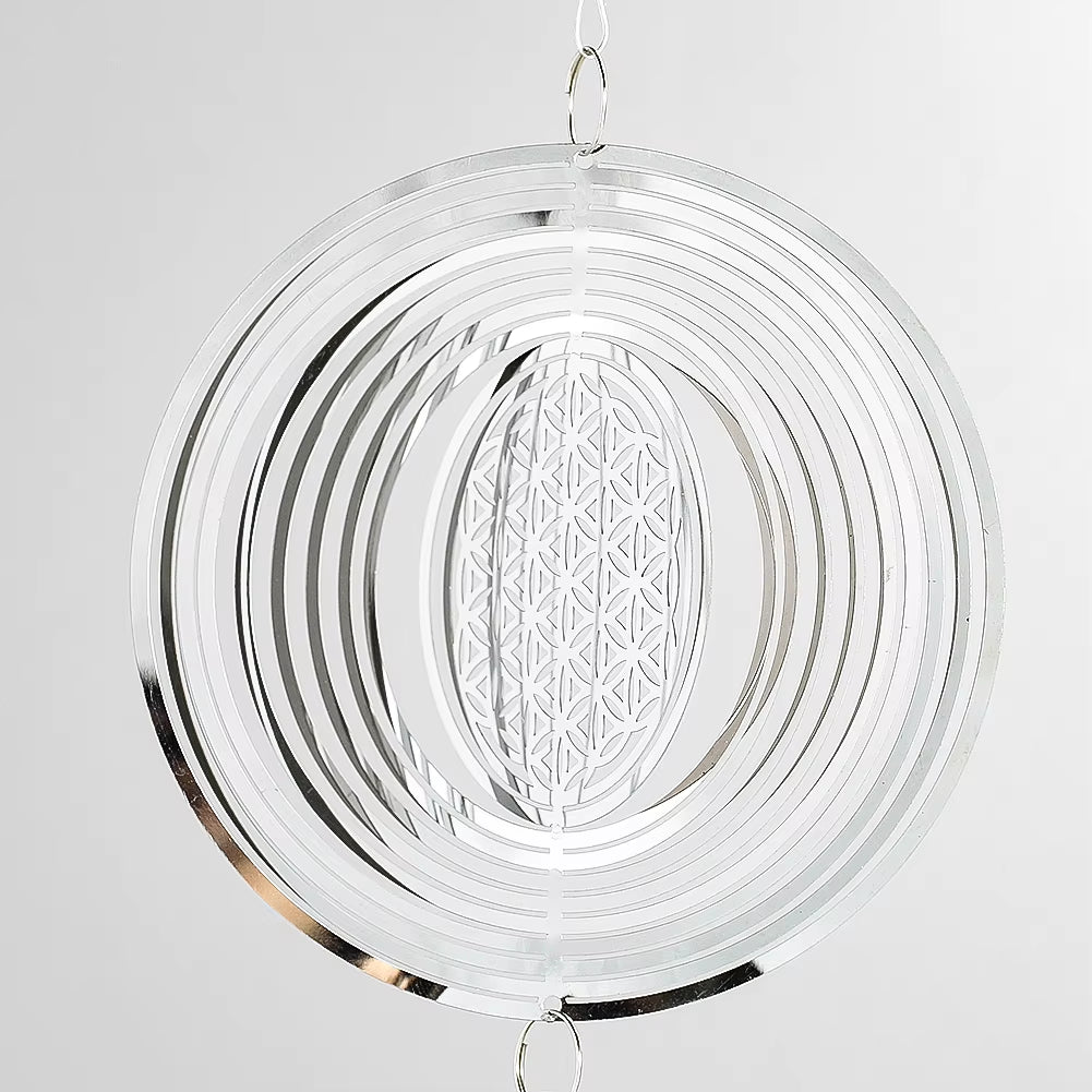 Clear acrylic wind spinner with geometric design for Kinetic Metal Garden Decor