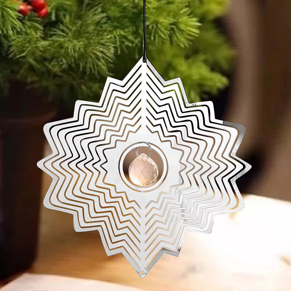 Star-shaped metal wind spinner with zigzag patterns for Kinetic Stainless Steel Garden Decor