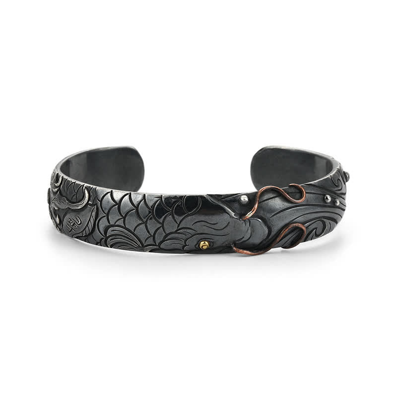 Bracelet poisson koï en argent sterling 999 et or 990 pour la chance