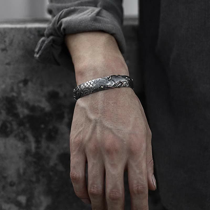Bracelet poisson koï en argent sterling 999 et or 990 pour la chance