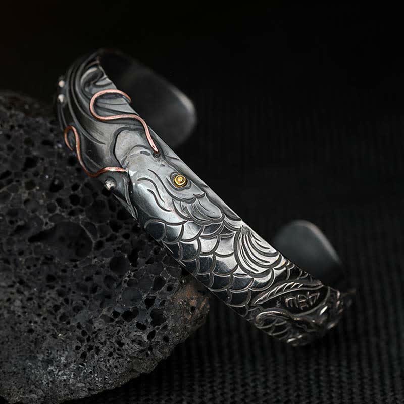 Bracelet poisson koï en argent sterling 999 et or 990 pour la chance