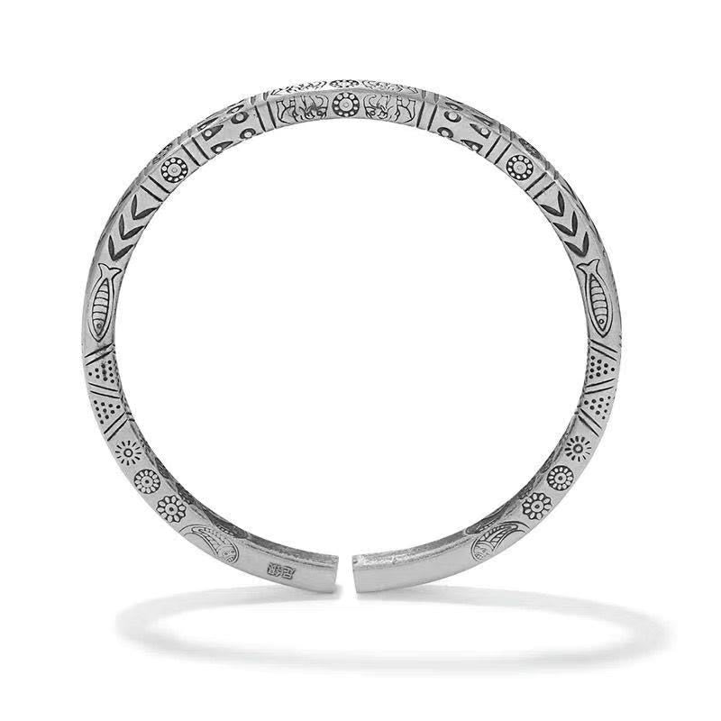 Bracelet manchette en cuivre avec motif éléphant et poisson koï