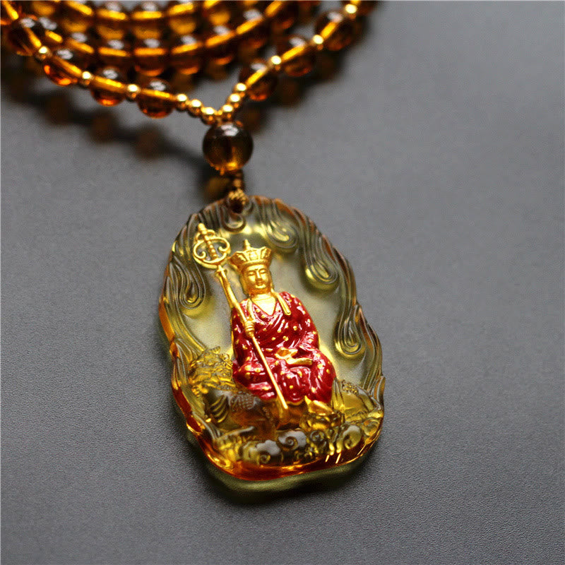 Collier de compassion en cristal Ksitigarbha Buddha Liuli