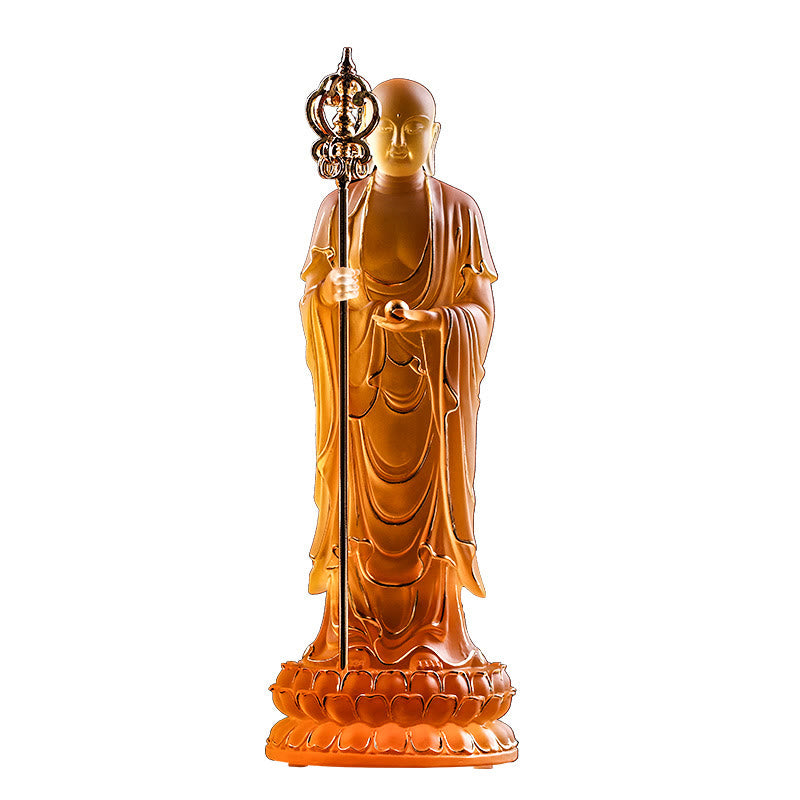Statue de Bouddha en cristal Ksitigarbha Liuli 8" Art de méditation
