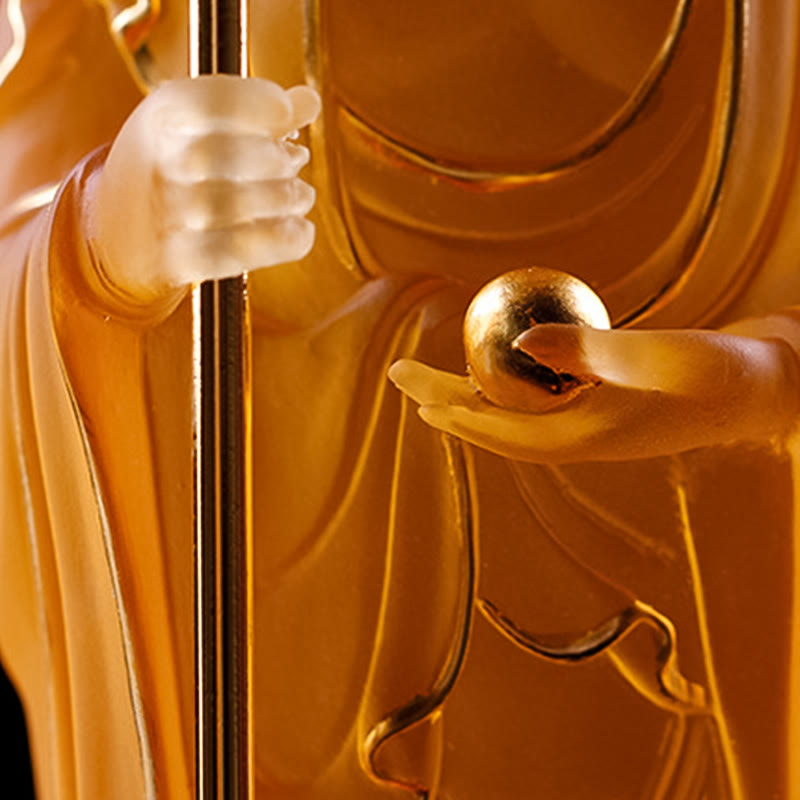Statue de Bouddha en cristal Ksitigarbha Liuli 8" Art de méditation