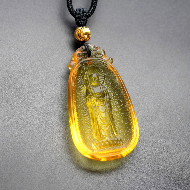 Collier Bouddha de la Sérénité en Cristal Ksitigarbha Liuli