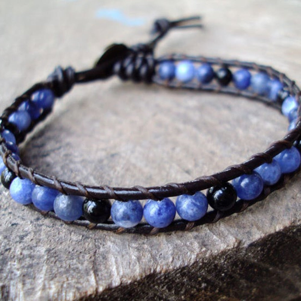 Bracelet de protection et de confiance en onyx et cyanite