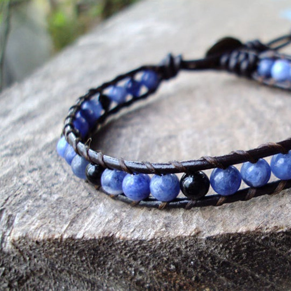 Bracelet de protection et de confiance en onyx et cyanite
