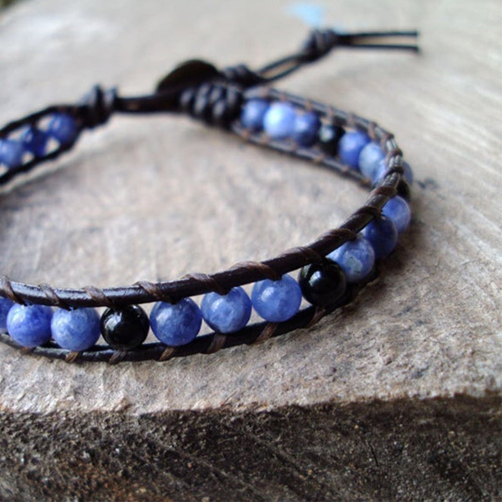 Bracelet de protection et de confiance en onyx et cyanite