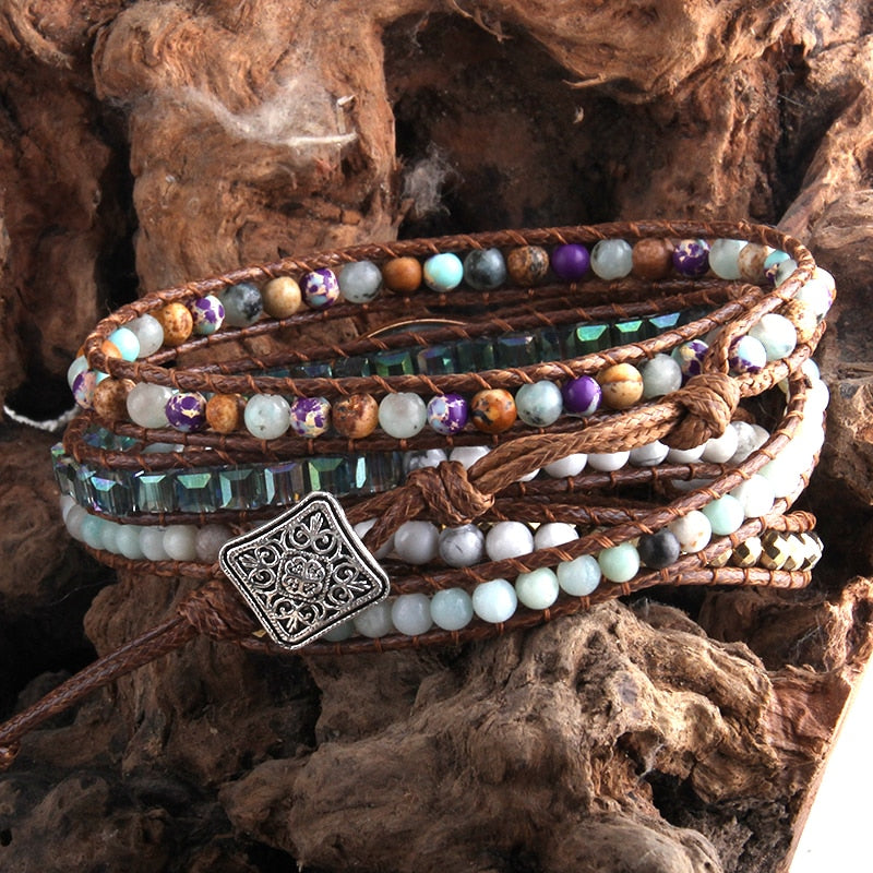 Bracelet wrap d'énergie cosmique en labradorite