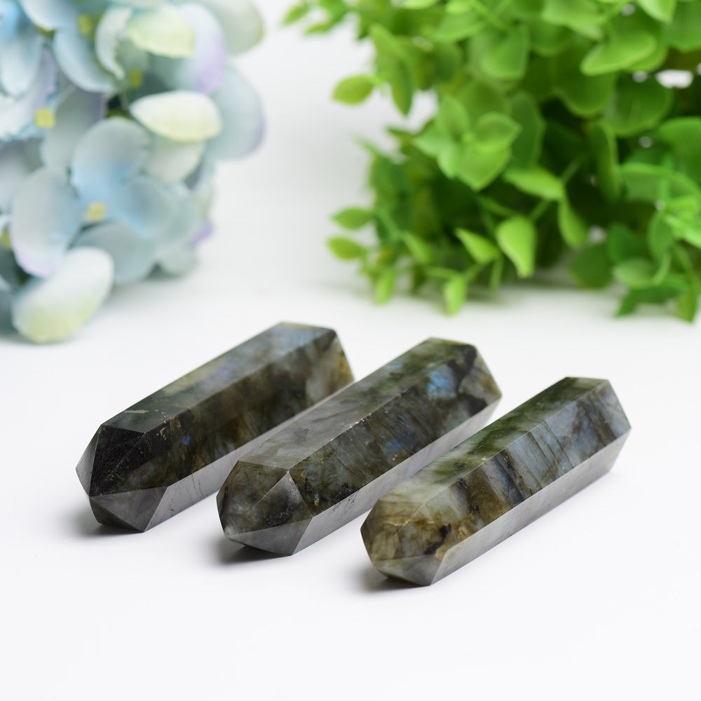 Pointes de cristal de labradorite de 2,5 à 4,5 pouces, pierres de guérison