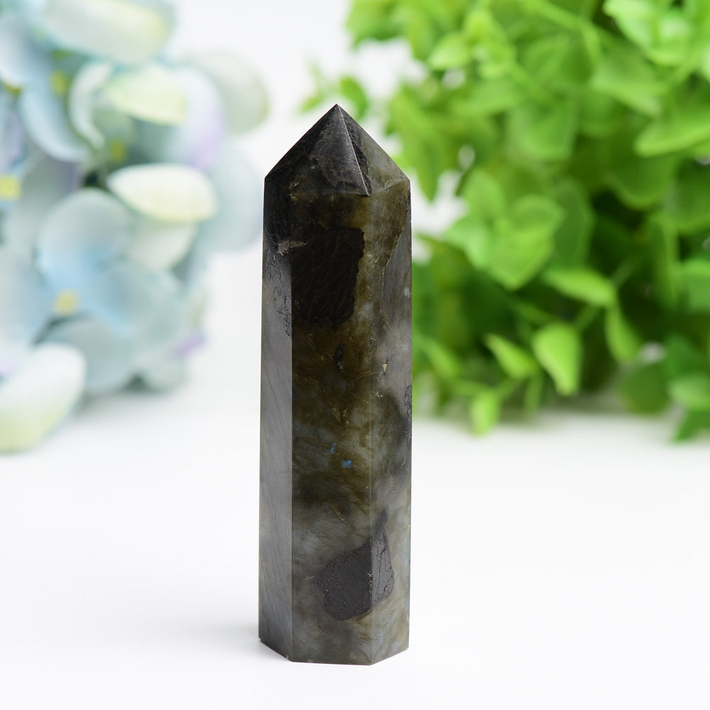 Pointes de cristal de labradorite de 2,5 à 4,5 pouces, pierres de guérison