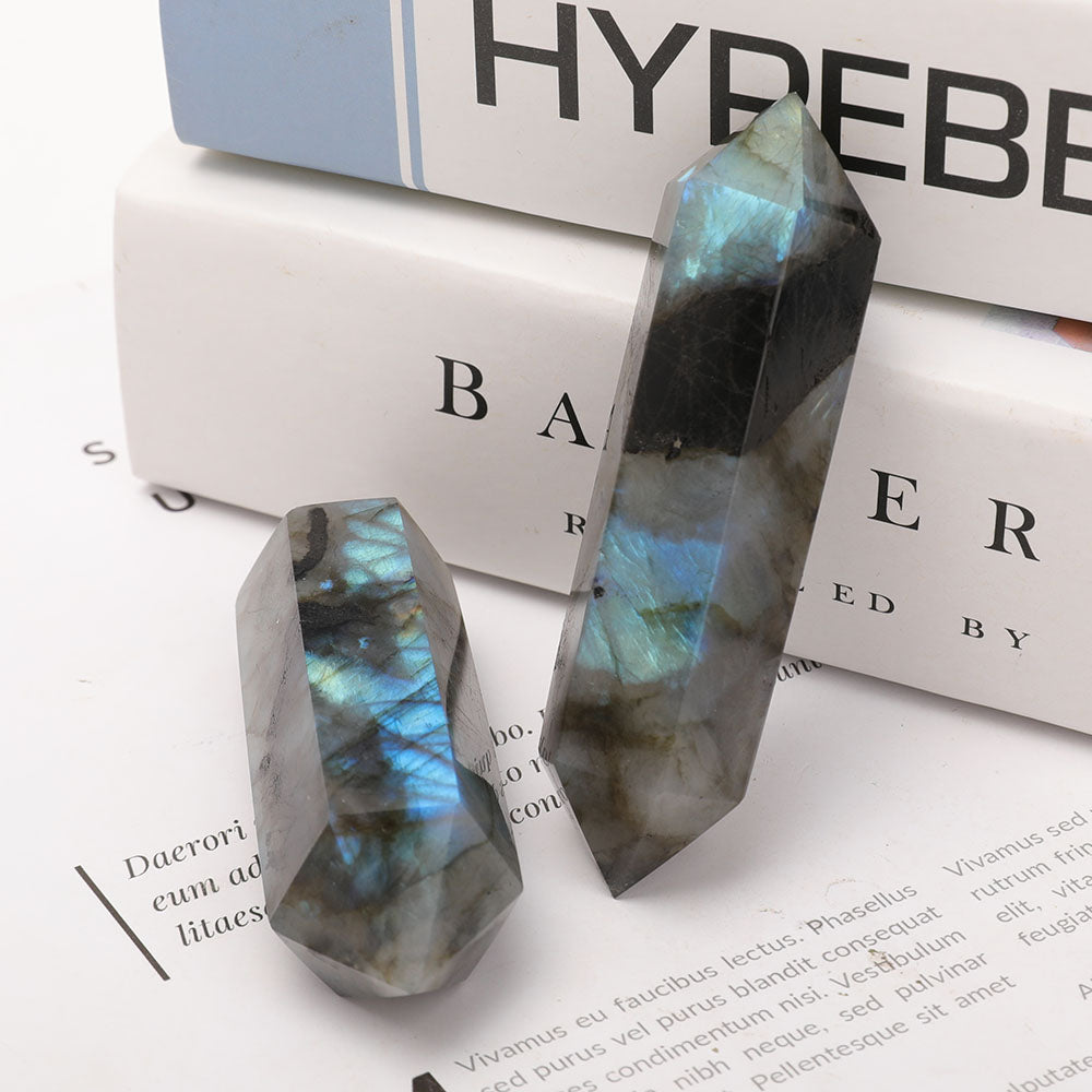 Labradorite Double Terminated Crystal Points Set 3.0-3.3 Inch