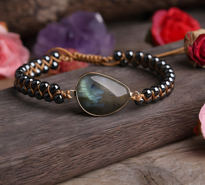 Bracelet bouclier en labradorite