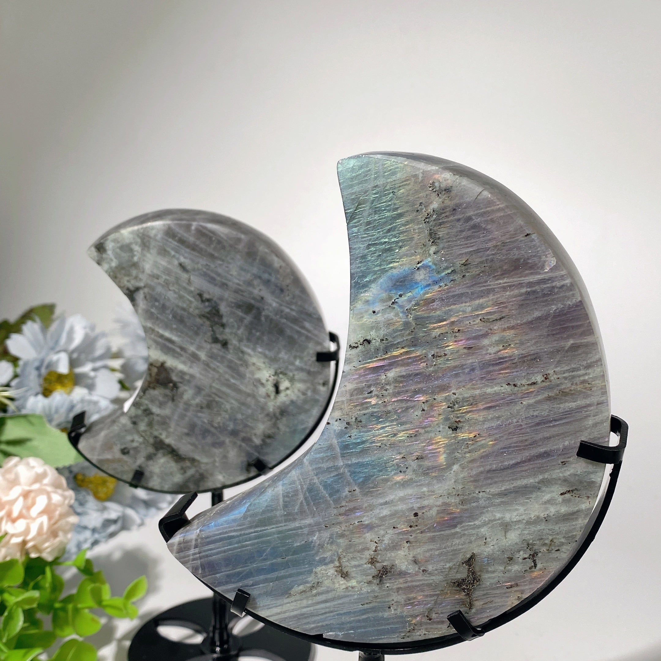 Labradorite Moon Crystal 4-5.5 Inch Healing Display