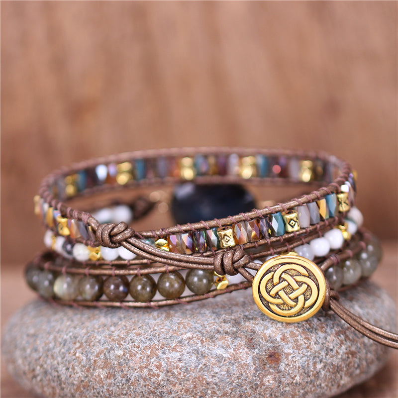 Bracelet enroulé de protection et d'intuition en labradorite
