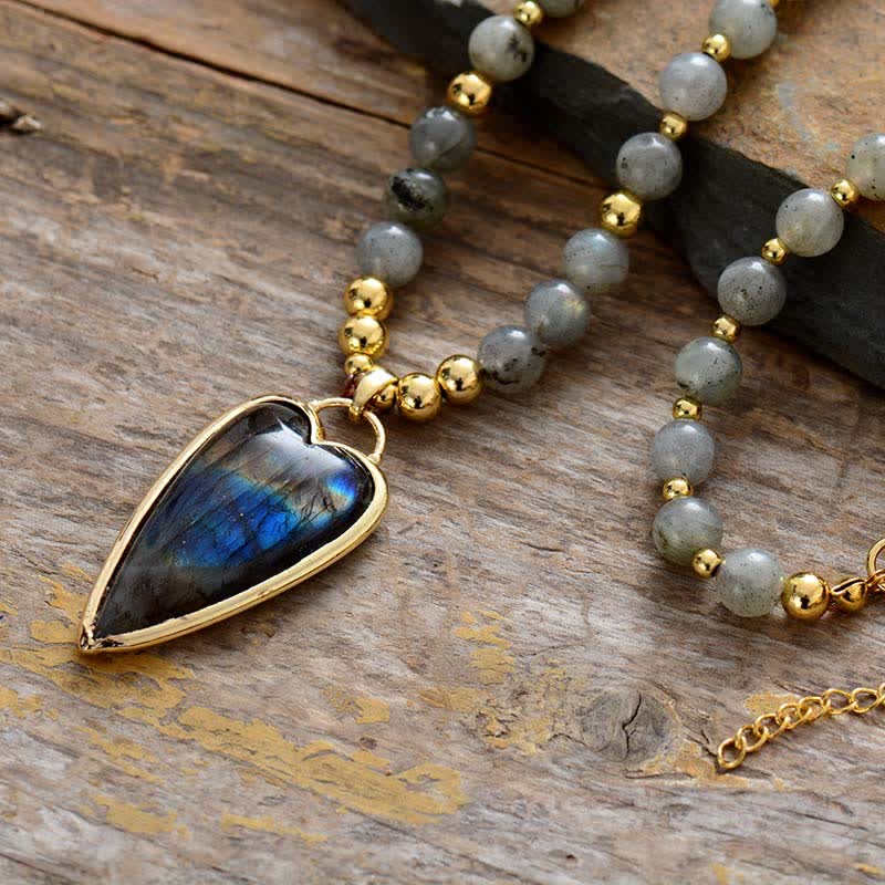 Collier pendentif de guérison en labradorite 45 cm