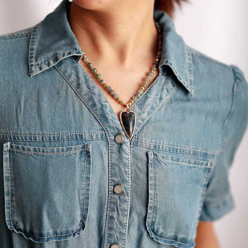 Collier pendentif de guérison en labradorite 45 cm