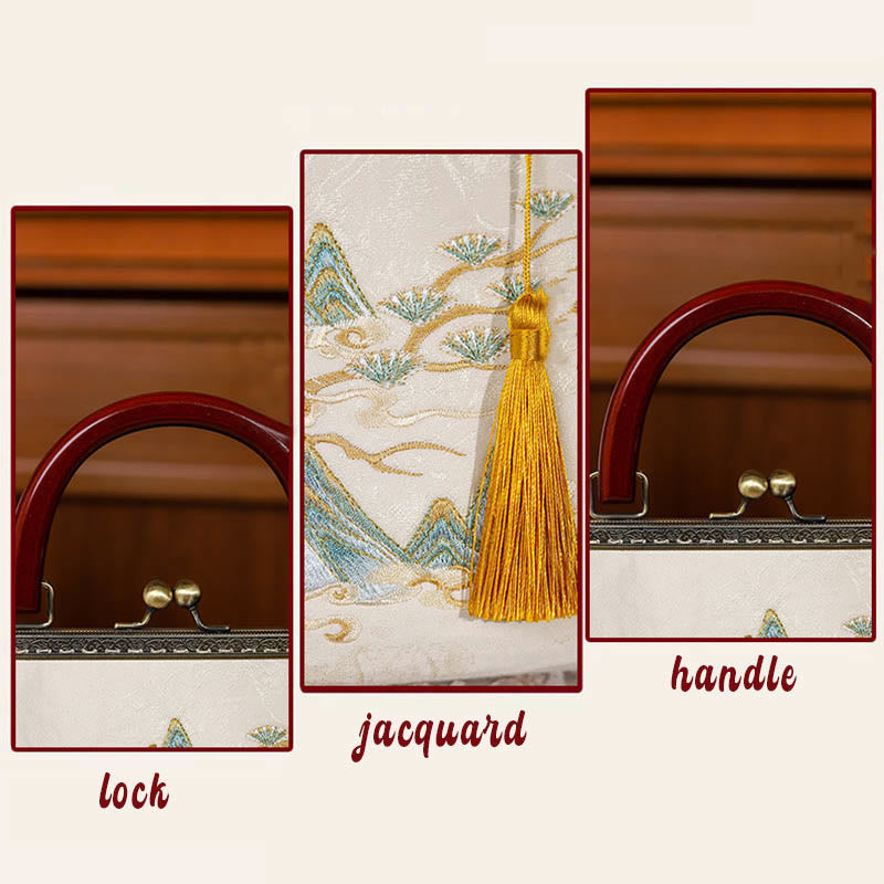 Sac à main en jacquard à motif paysage | Accessoire spirituel
