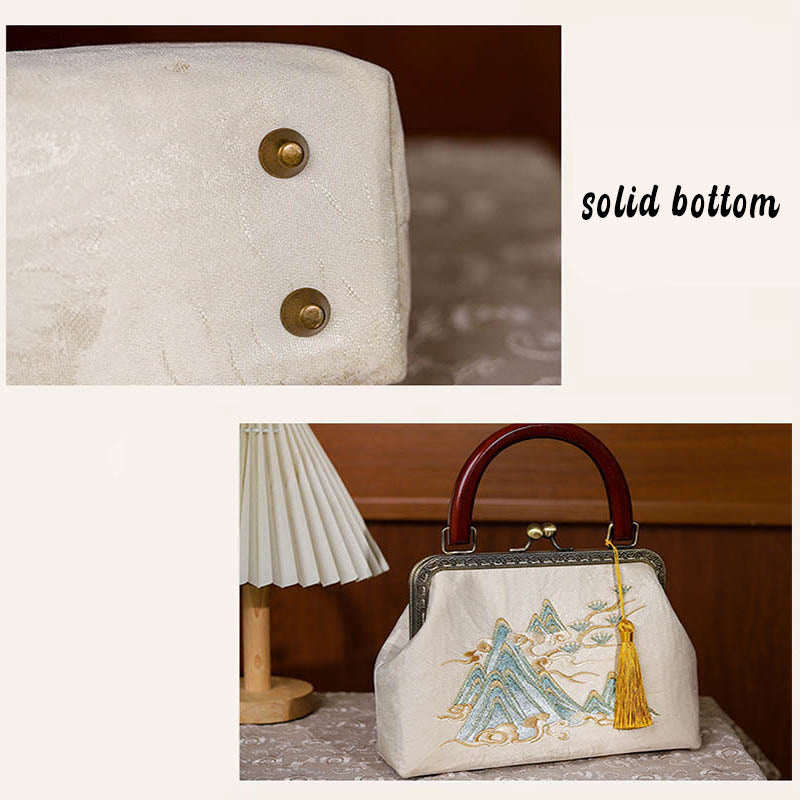 Sac à main en jacquard à motif paysage | Accessoire spirituel