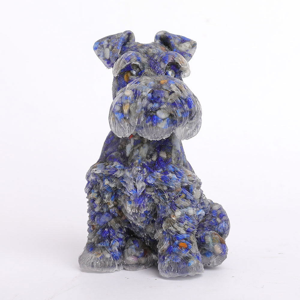 Lapis Gravel Schnauzer Resin Dog Figurine 2.5in Spiritual