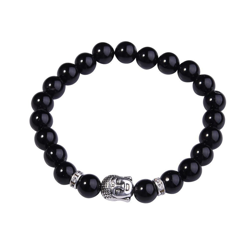 Bracelet Bouddha en lapis-lazuli avec breloque en argent