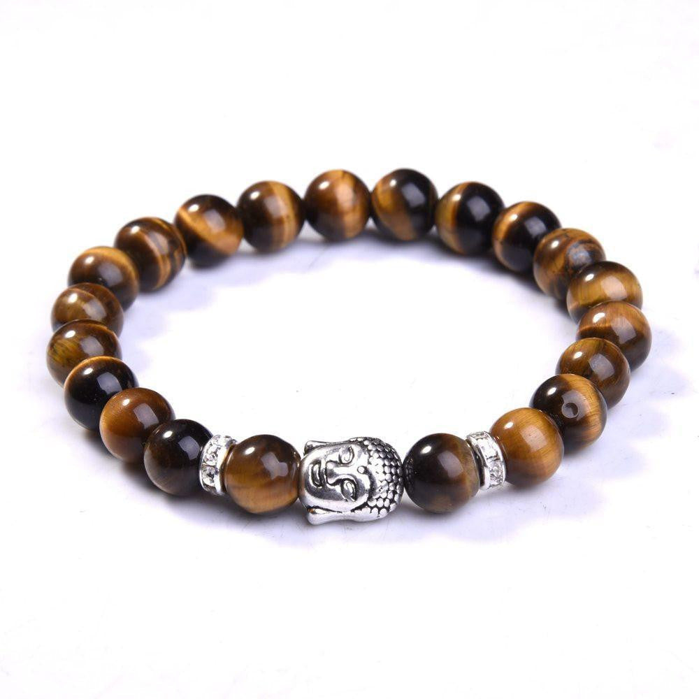 Bracelet Bouddha en lapis-lazuli avec breloque en argent