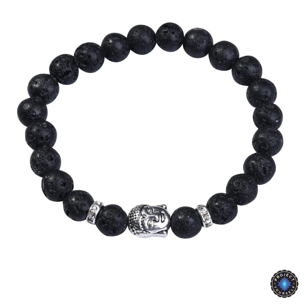 Bracelet Bouddha en lapis-lazuli avec breloque en argent