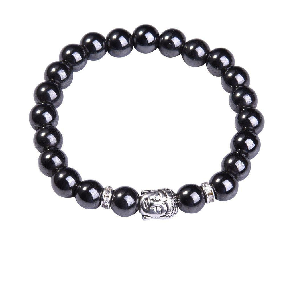 Bracelet Bouddha en lapis-lazuli avec breloque en argent