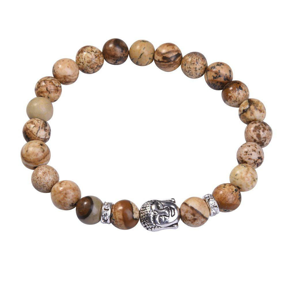 Bracelet Bouddha en lapis-lazuli avec breloque en argent