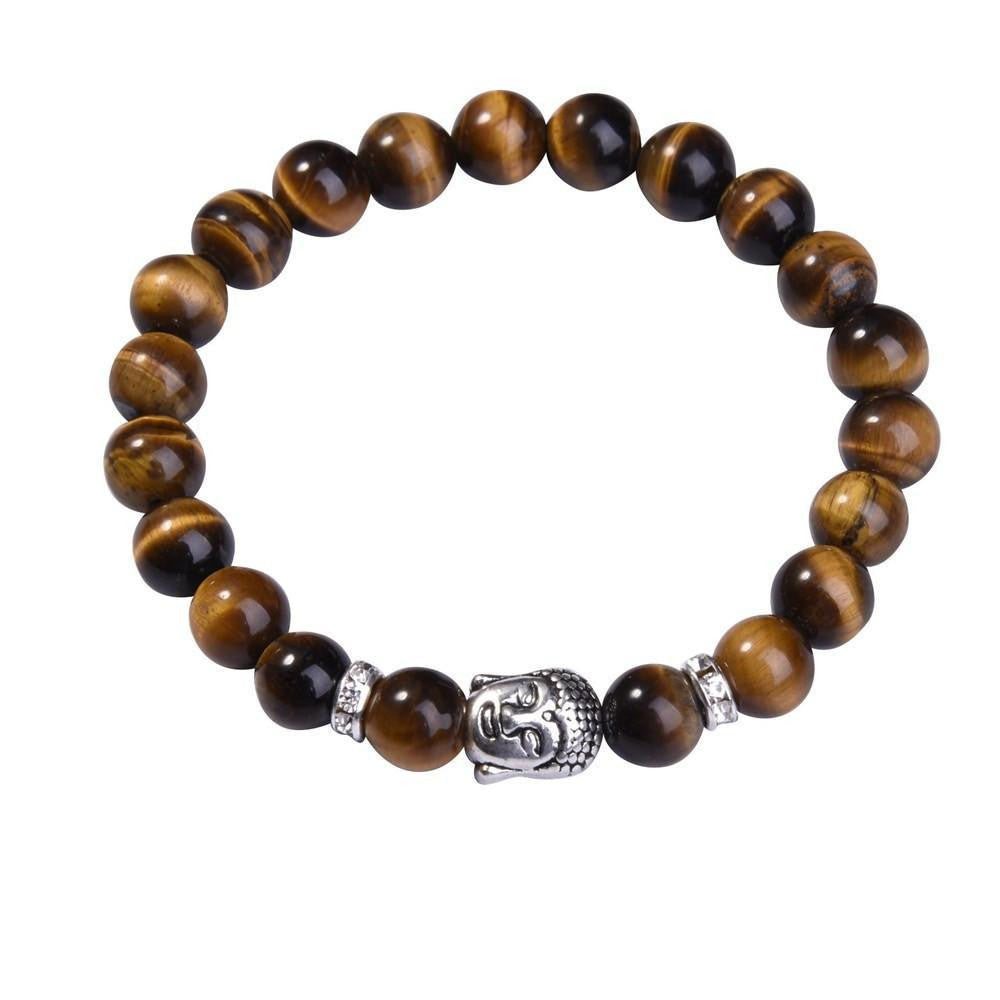 Bracelet Bouddha en lapis-lazuli avec breloque en argent