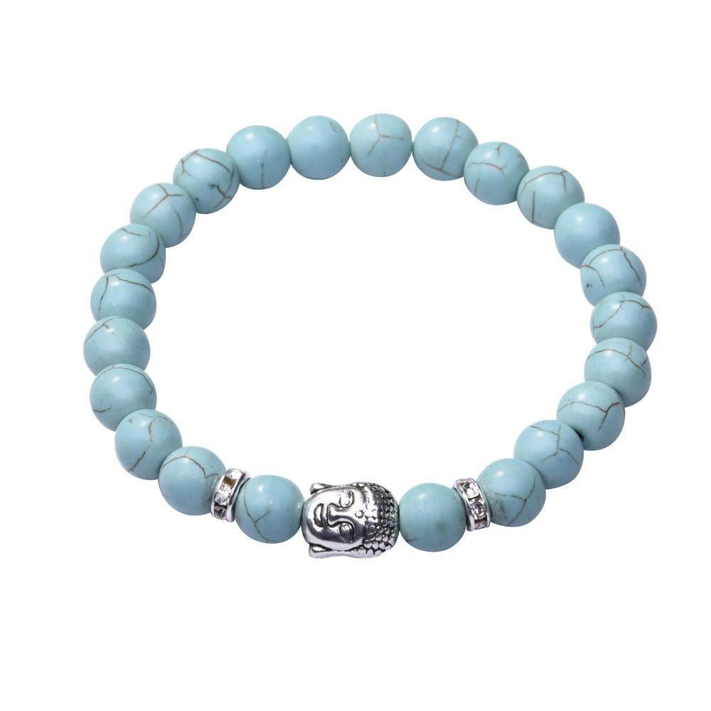 Bracelet Bouddha en lapis-lazuli avec breloque en argent