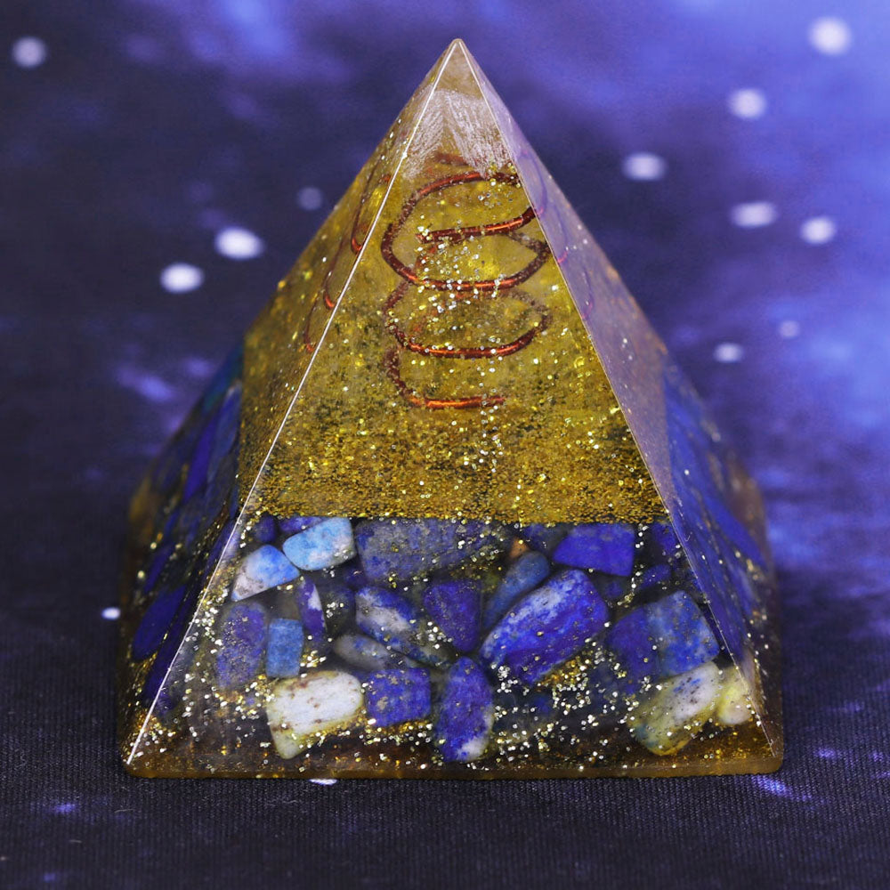 Pyramide de sagesse orgone en lapis-lazuli
