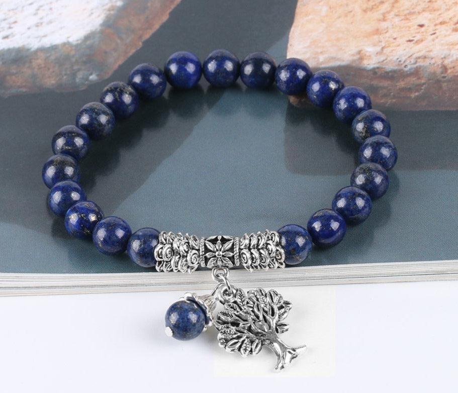 Bracelet extensible Sagesse en lapis-lazuli