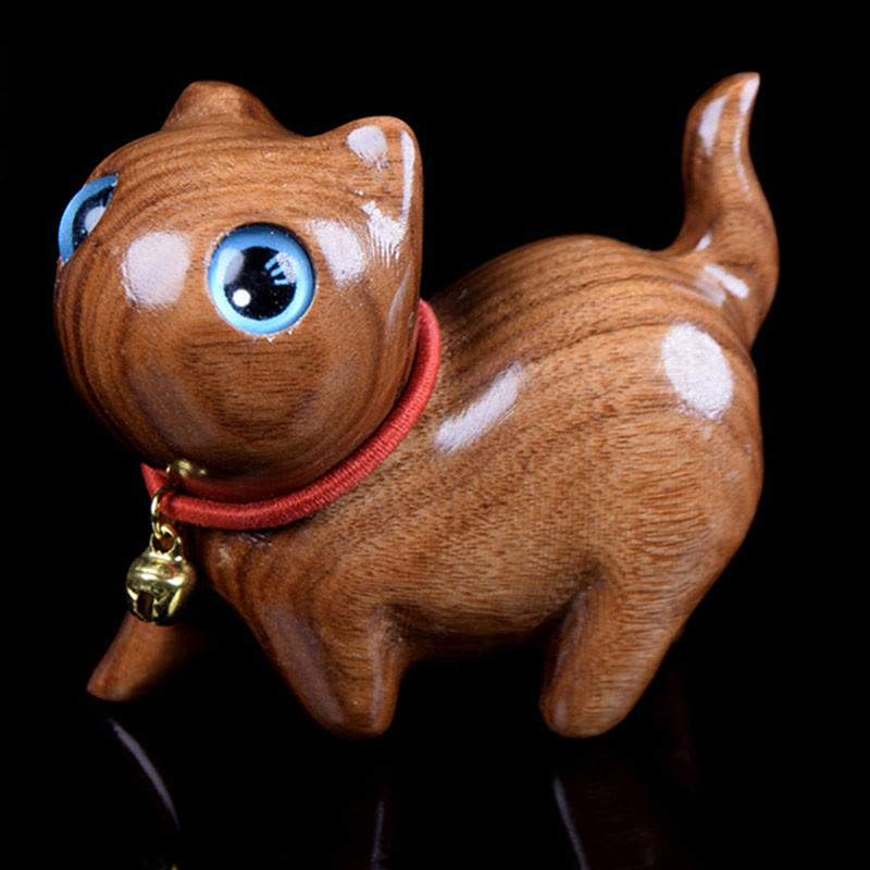 Grande figurine de chat en palissandre bleu 65 mm Décoration spirituelle