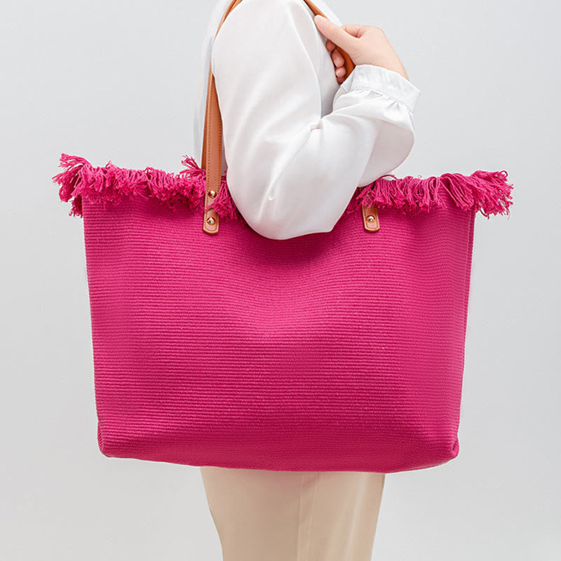 Sac fourre-tout en toile grande capacité avec pompon | Spiritual Accessories
