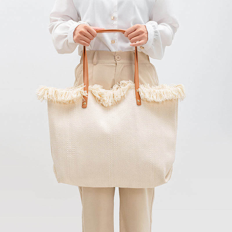 Sac fourre-tout en toile grande capacité avec pompon | Spiritual Accessories