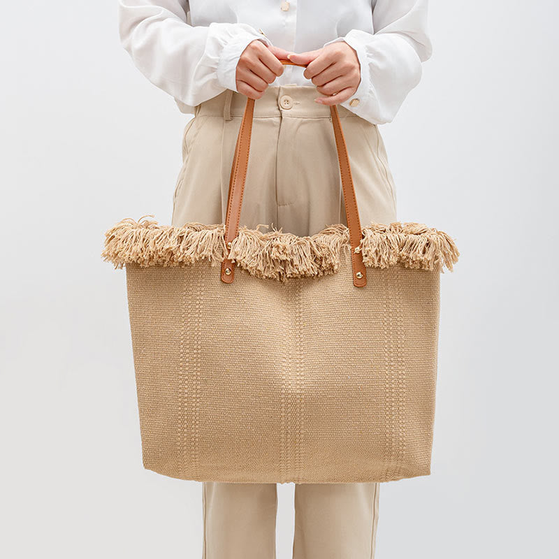 Sac fourre-tout en toile grande capacité avec pompon | Spiritual Accessories
