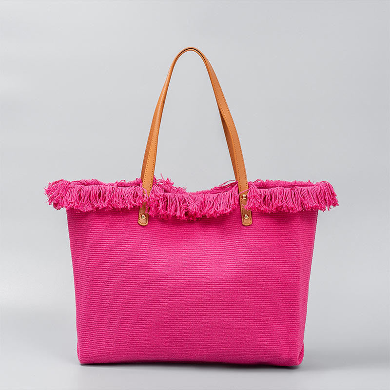 Sac fourre-tout en toile grande capacité avec pompon | Spiritual Accessories