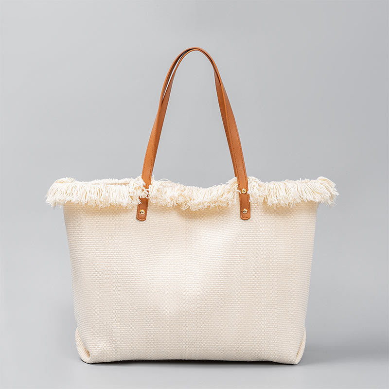 Sac fourre-tout en toile grande capacité avec pompon | Spiritual Accessories