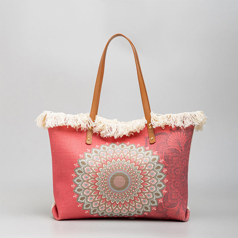 Sac fourre-tout en toile grande capacité motif mandala attrape-rêves