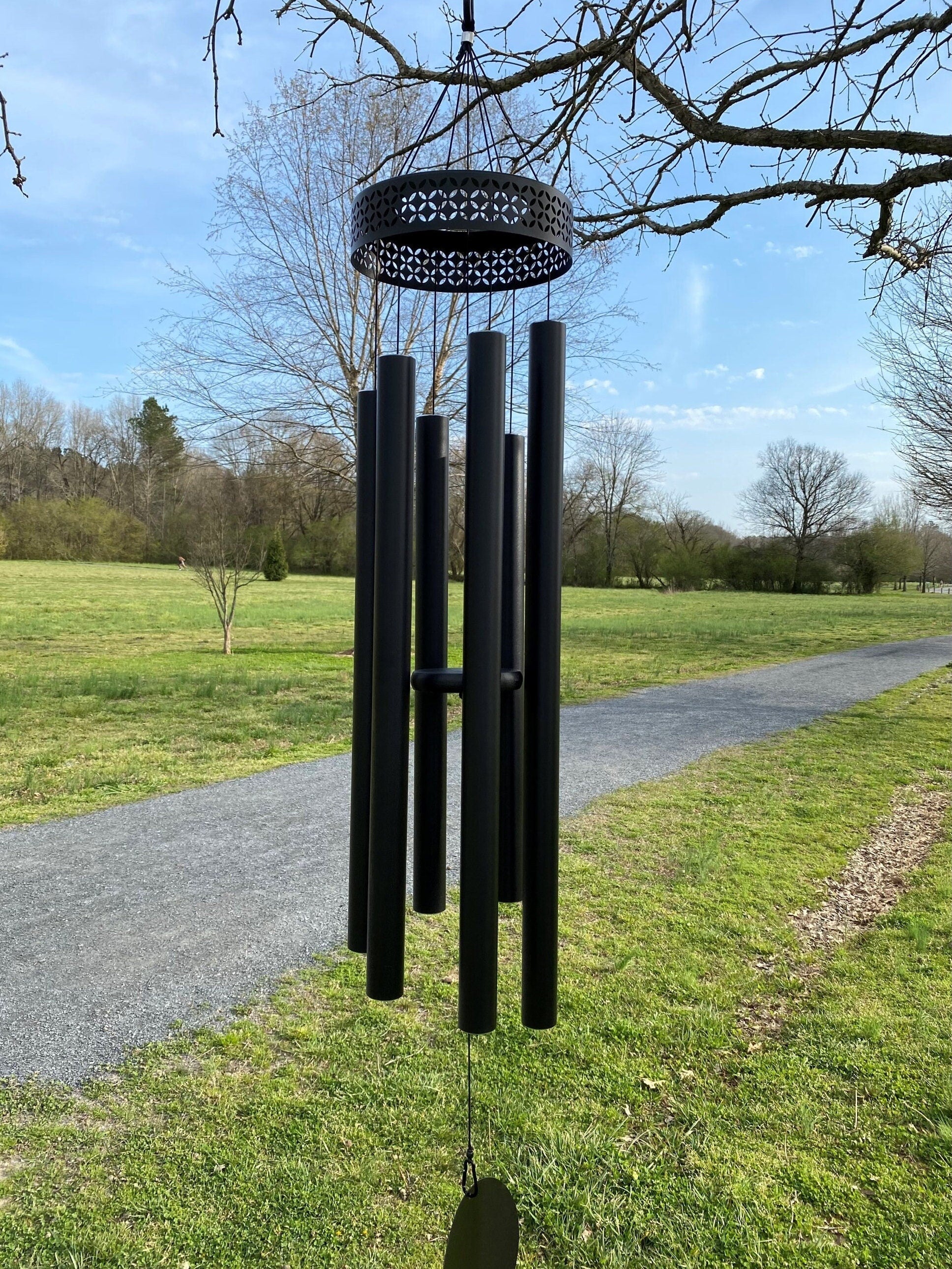 Black metal wind chimes with tubular bells from Large Deep Tone 60 Memorial Wind Chimes