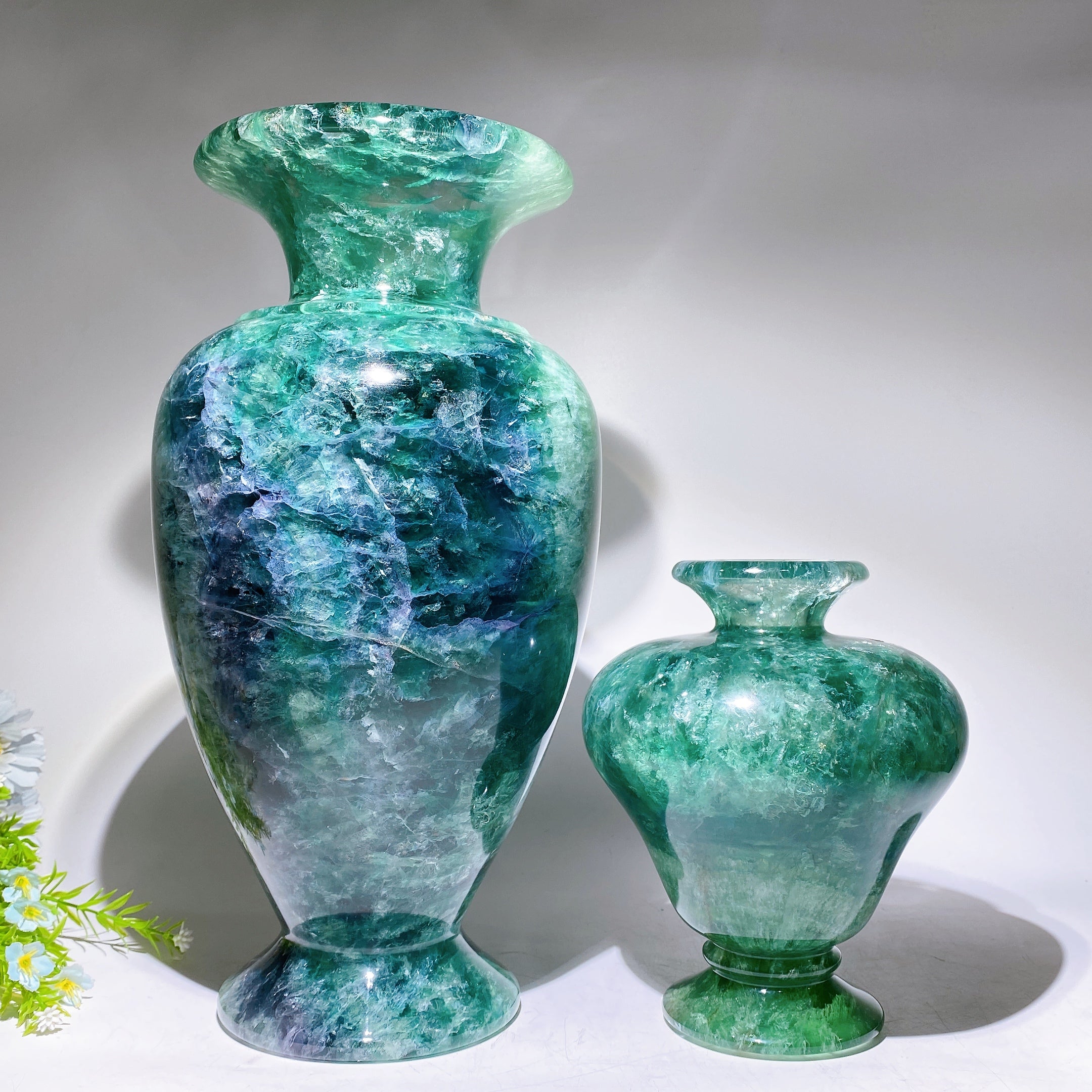 Large Fluorite Crystal Vase 7.5" & 14.2" for Healing Decor